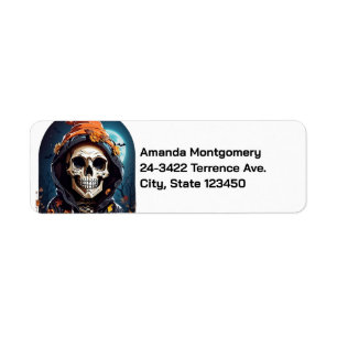 Etiqueta Creepe Grinning Skeleton Halloween