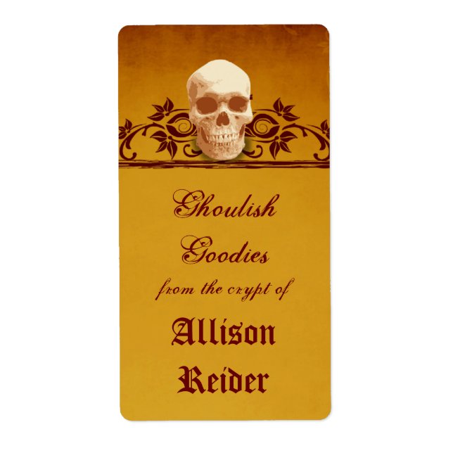 Etiqueta Creepy Skull Halloween Kitchlabel (Frente)