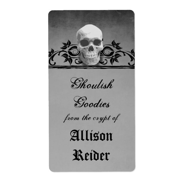 Etiqueta Creepy Skull Halloween Kitchlabel (Frente)