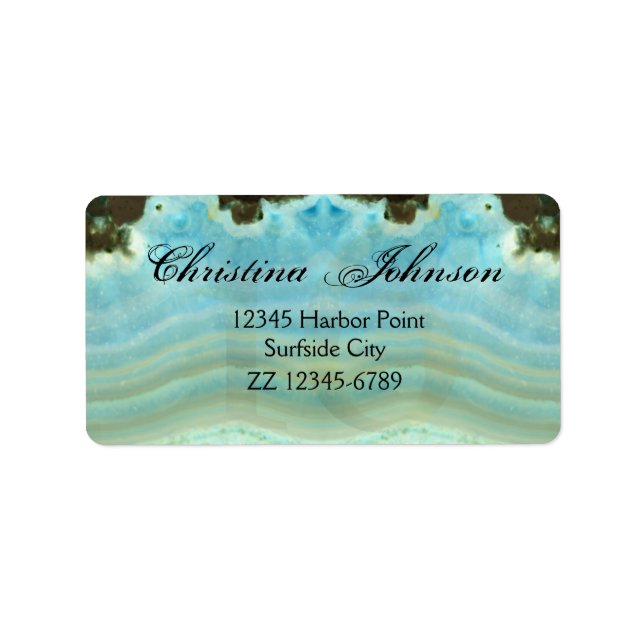 Etiqueta Crema azul moderna Gemstone dulce 16 cumpleaños (Frente)