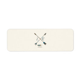 Etiqueta Crema de Moda Rústica de flecha y antler y azul