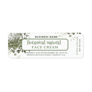 Etiqueta Crema facial botánica elegante y verde moderno