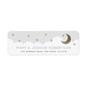Etiqueta Crescent Moon & Stars Light Gray