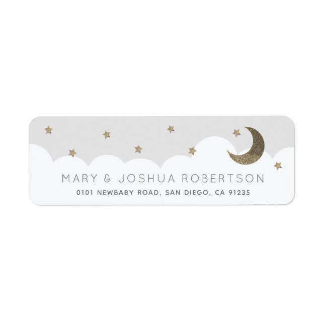 Etiqueta Crescent Moon & Stars Light Gray (Frente)