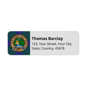 Etiqueta Crest del Clan Barclay sobre Tartán