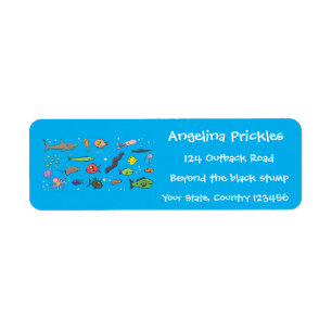 Etiqueta Criaturas marinas divertidas patrón de ilustracion