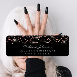 Etiqueta Cristales de Confetti Rosa Oro Rosa Marca Blanca N