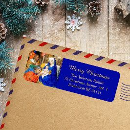 Etiqueta Cristiano Medieval Tres Reyes Feliz Navidad