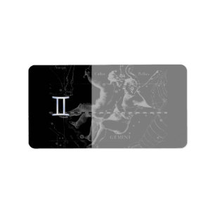 Etiqueta Cromo plateado como Rótulo Gemini Zodiac en Heveli