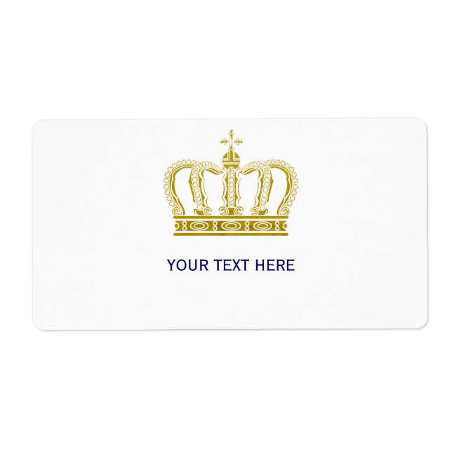 Etiqueta Crown dorado + tu texto (Frente)
