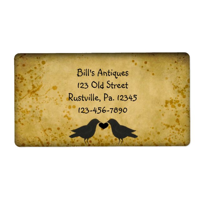 Etiqueta Crows and Heart Business Label (Frente)