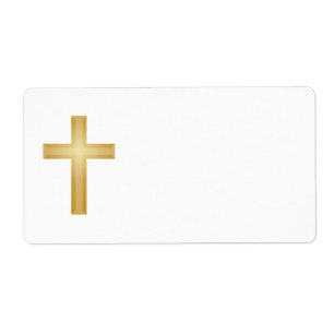 Etiqueta Cruz cristiana de oro