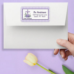 Etiqueta Cruz de Bendiciones de Pascua con Flores de Cuadro