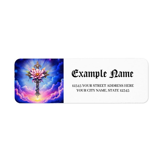 Etiqueta Cruz de Loto Celestial (Frente)