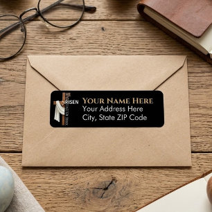 Etiqueta Cruz de Pascua Vintage Personalizada Él ha Resucit