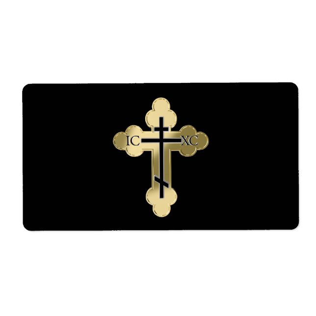 Etiqueta Cruz ortodoxa cristiana (Frente)