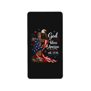 Etiqueta Cruz Patriótica Dios Bendiga América
