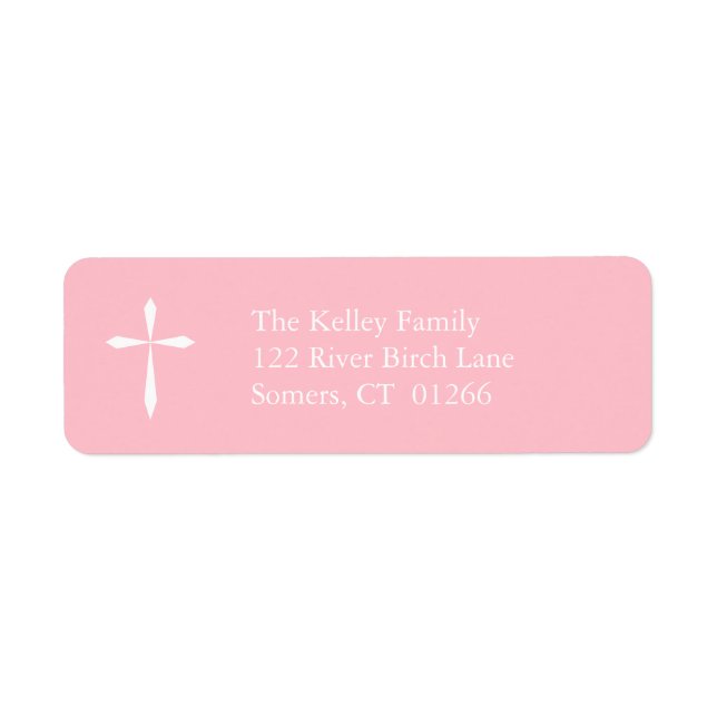 Etiqueta Cruz religiosa moderna, dirección rosa (Frente)