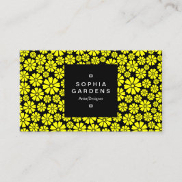 Etiqueta cuadrada 01a - 8 Petals - Amarillo en neg