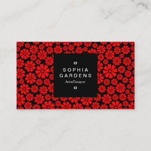 Etiqueta cuadrada 01a - 8 Petals - Rojo en negro