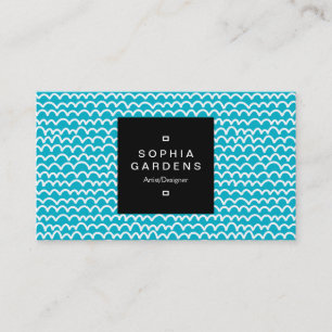 Etiqueta cuadrada 01a - ondulada - blanca en azul 