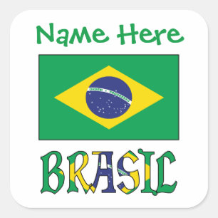 Etiqueta cuadrada de bandera personalizada de Bras