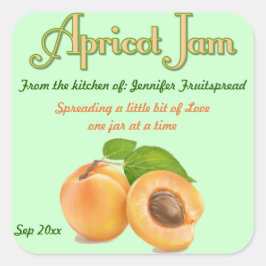 Etiqueta cuadrada de caramelo de comida de Apricot