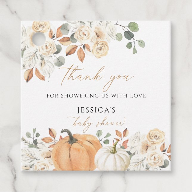 Etiqueta cuadrada de favor para baby shower de oto (Anverso)