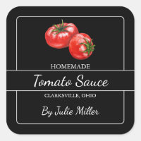 Etiqueta cuadrada de la salsa de tomate casera neg