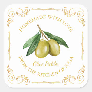 Etiqueta Cuadrada de Pickles de Aceituna Caseros V