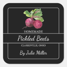 Etiqueta cuadrada de remolachas caseras negra