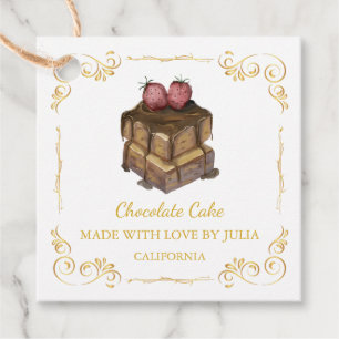 Etiqueta Cuadrada de Torta Casera Vintage