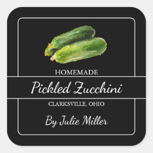 Etiqueta cuadrada de Zucchini con patatas caseras 