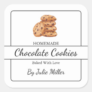Etiqueta cuadrada simple de cookies caseras