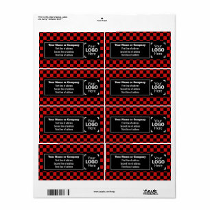 Etiqueta Cuadrados rojos brillantes y negros comprobados pa