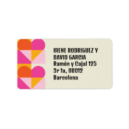 Etiqueta Cuadrícula Corazón Naranja y Rosa