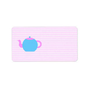 Etiqueta Cuadro rosado y azul de la tetera