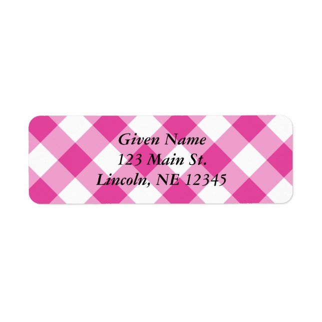 Etiqueta Cuadros blancos y rosas diagonales (Frente)