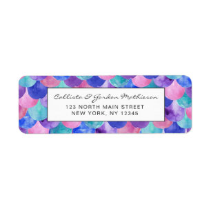 Etiqueta Cuadros de sirena de color azul morado Verde azula