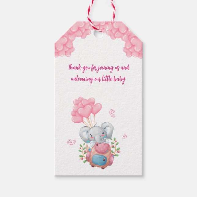 Etiqueta Cuadros Elefantes Y Globos Rosa (Anverso)