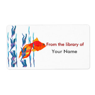 Etiqueta Cuchillo digital Watecolor de pescado rojo