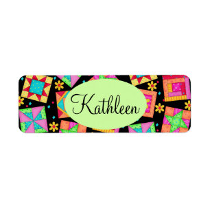 Etiqueta Cuchillo negro y colorido que bloquea el arte