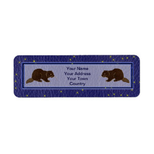 Etiqueta Cuello de piel nativa de castores de zodiaco ameri