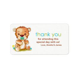 Etiqueta Cuidada acuarela Bear Boy Gracias