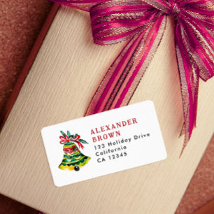 Etiqueta Cuidada Dirección De Campana De Navidades Rojos Y 