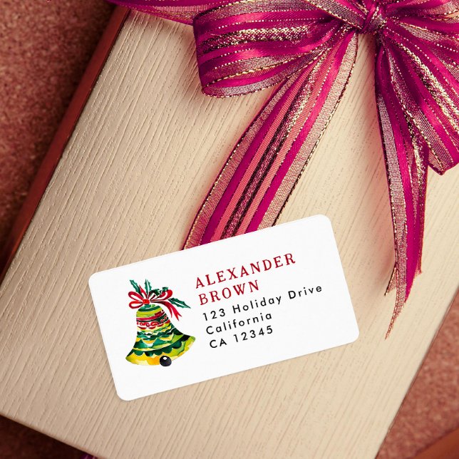 Etiqueta Cuidada Dirección De Campana De Navidades Rojos Y  (Subido por el creador)