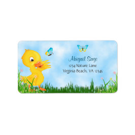 Etiqueta Cuidada dirección de las mariposas amarillas y azu