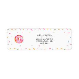 Etiqueta Cuidada Donut Acuarela Arcoiris Ropa dulce