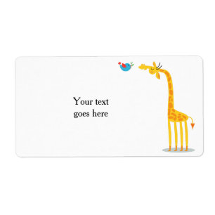 Etiqueta Cuidada jirafa personalizado y ave
