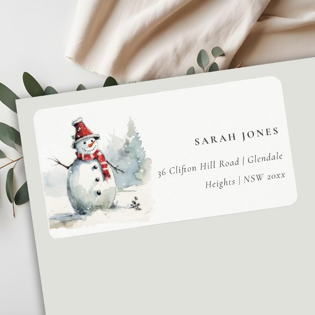 Etiqueta Cuidada Moda acuarela Dirección de Navidades Snowm (Subido por el creador)